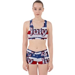 4th Of July Independence Day Work It Out Sports Bra Set by Valentinaart