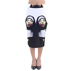 Horror Nuns Velvet Midi Pencil Skirt by Valentinaart