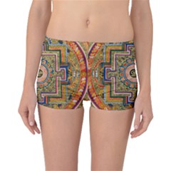 Asian Art Mandala Colorful Tibet Pattern Boyleg Bikini Bottoms by paulaoliveiradesign