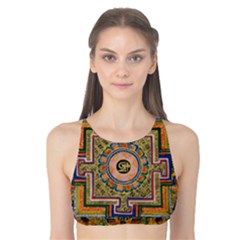 Asian Art Mandala Colorful Tibet Pattern Tank Bikini Top by paulaoliveiradesign