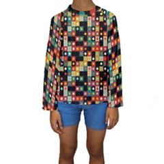 Colors On Black Kids  Long Sleeve Swimwear by linceazul