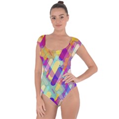 Colorful Abstract Background Short Sleeve Leotard  by TastefulDesigns