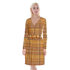 Plaid Pattern Long Sleeve Velvet Front Wrap Dress by linceazul