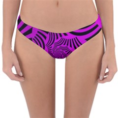 Black Spral Stripes Pink Reversible Hipster Bikini Bottoms by designworld65
