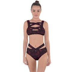 Dark Red Flourish Bandaged Up Bikini Set  by gatterwe