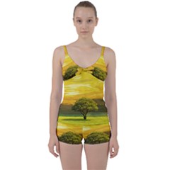 Landscape Tie Front Two Piece Tankini by Valentinaart