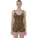 Rainbow Flowers In Heavy Metal And Paradise Namaste Style Tie Front Two Piece Tankini View1