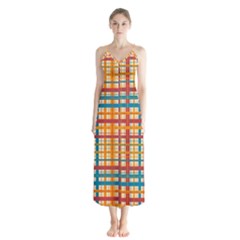 Plaid Pattern Button Up Chiffon Maxi Dress by linceazul