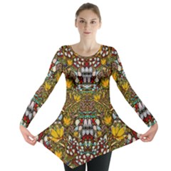 Fantasy Forest And Fantasy Plumeria In Peace Long Sleeve Tunic 