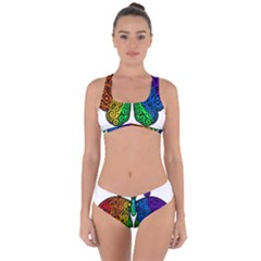 Rainbow Butterfly  Criss Cross Bikini Set by Valentinaart