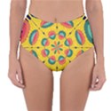 Textured Tropical Mandala Reversible High-Waist Bikini Bottoms View3