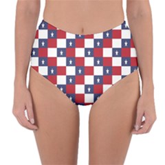 American Flag Star White Red Blue Reversible High-waist Bikini Bottoms by Mariart