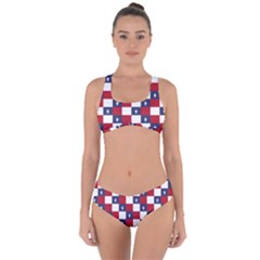 American Flag Star White Red Blue Criss Cross Bikini Set by Mariart