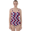 American Flag Star White Red Blue Twist Front Tankini Set View1