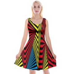 Door Pattern Line Abstract Illustration Waves Wave Chevron Red Blue Yellow Black Reversible Velvet Sleeveless Dress by Mariart