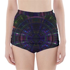 Psychic Color Circle Abstract Dark Rainbow Pattern Wallpaper High-waisted Bikini Bottoms by Mariart