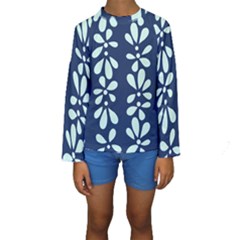 Star Flower Floral Blue Beauty Polka Kids  Long Sleeve Swimwear