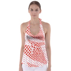 Waves Wave Learning Connection Polka Red Pink Chevron Babydoll Tankini Top by Mariart