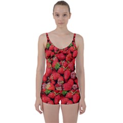 Strawberries Berries Fruit Tie Front Two Piece Tankini by Nexatart