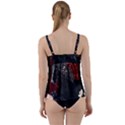 Awesmoe Black Horse With Flowers On Red Background Twist Front Tankini Set View2