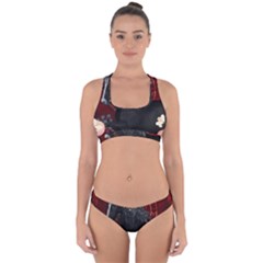 Awesmoe Black Horse With Flowers On Red Background Cross Back Hipster Bikini Set by FantasyWorld7