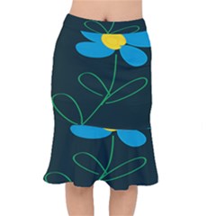 Whimsical Blue Flower Green Sexy Mermaid Skirt by Mariart