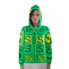 Letter Huruf S Sign Green Yellow Hooded Wind Breaker (women) by Mariart