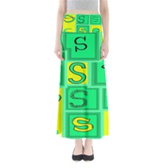Letter Huruf S Sign Green Yellow Full Length Maxi Skirt by Mariart