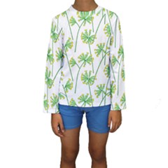 Marimekko Fabric Flower Floral Leaf Kids  Long Sleeve Swimwear by Mariart