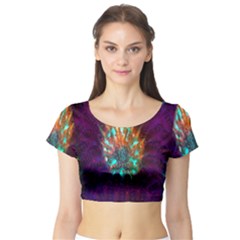 Live Green Brain Goniastrea Underwater Corals Consist Small Short Sleeve Crop Top (tight Fit) by Mariart