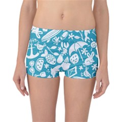 Summer Icons Toss Pattern Reversible Boyleg Bikini Bottoms by Mariart