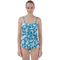 Summer Icons Toss Pattern Twist Front Tankini Set by Mariart