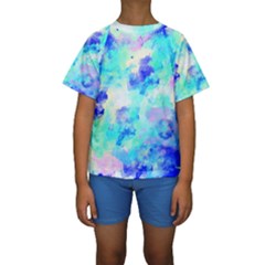 Transparent Colorful Rainbow Blue Paint Sky Kids  Short Sleeve Swimwear by Mariart