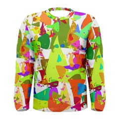 Colorful Shapes On A White Background                             Men Long Sleeve T-shirt by LalyLauraFLM