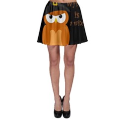 Halloween Orange Witch Owl Skater Skirt by Valentinaart