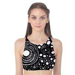 Circle Polka Dots Black White Tank Bikini Top by Mariart