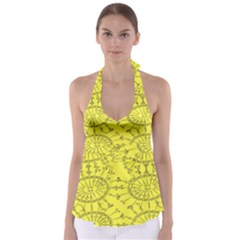 Yellow Flower Floral Circle Sexy Babydoll Tankini Top by Mariart