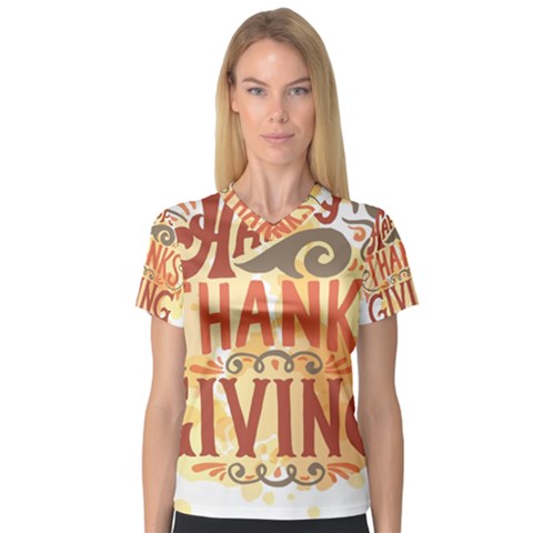 Happy Thanksgiving Sign V-neck Sport Mesh Tee by Mariart