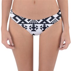Model Traditional Draperie Line Black White Triangle Reversible Hipster Bikini Bottoms by Mariart