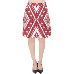 Model Traditional Draperie Line Red White Triangle Velvet High Waist Skirt by Mariart
