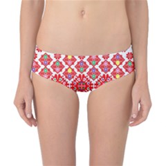 Plaid Red Star Flower Floral Fabric Classic Bikini Bottoms by Mariart