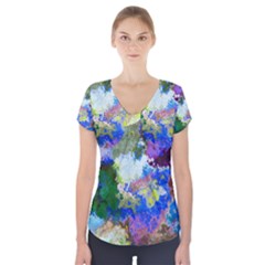 Color Mix Canvas                              Short Sleeve Front Detail Top by LalyLauraFLM