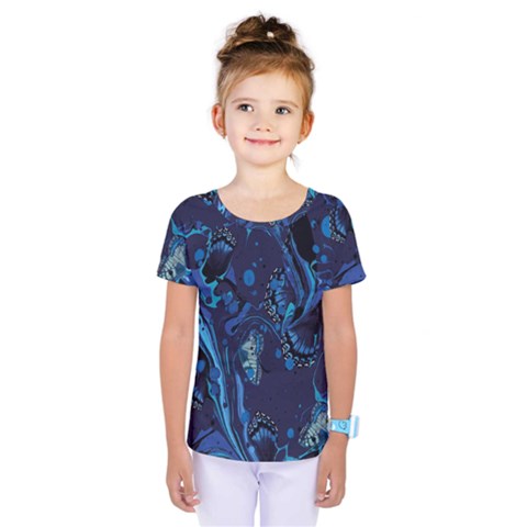 Pattern Butterfly Blue Stone Kids  One Piece Tee by Mariart