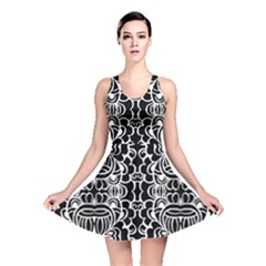 Psychedelic Pattern Flower Black Reversible Skater Dress by Mariart
