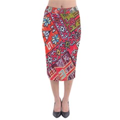 Carpet Orient Pattern Velvet Midi Pencil Skirt by BangZart