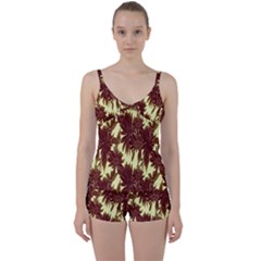 Floral Pattern Background Tie Front Two Piece Tankini