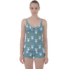 Cute Mouse Pattern Tie Front Two Piece Tankini by Valentinaart