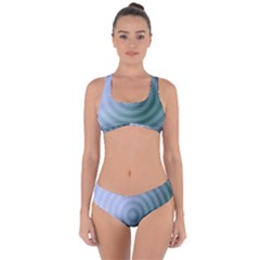 Teal Background Concentric Criss Cross Bikini Set by Nexatart
