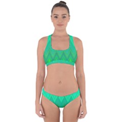 Green Zig Zag Chevron Classic Pattern Cross Back Hipster Bikini Set by Nexatart