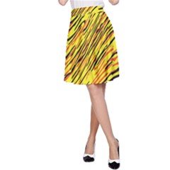 Yellow Swirl Stripes A-line Skirt by justbeeinspired2